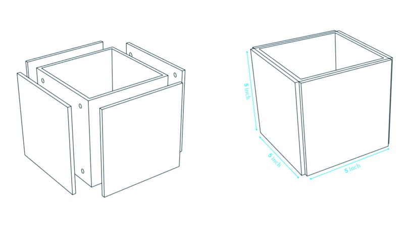 HESIN 4-side Acrylic Photo Block Cube Tabletop Pen holder Desktop Storage Organizer for Office, Classroom, Home, Kids , Picture Frame for 5" x5" photo size - Image 5